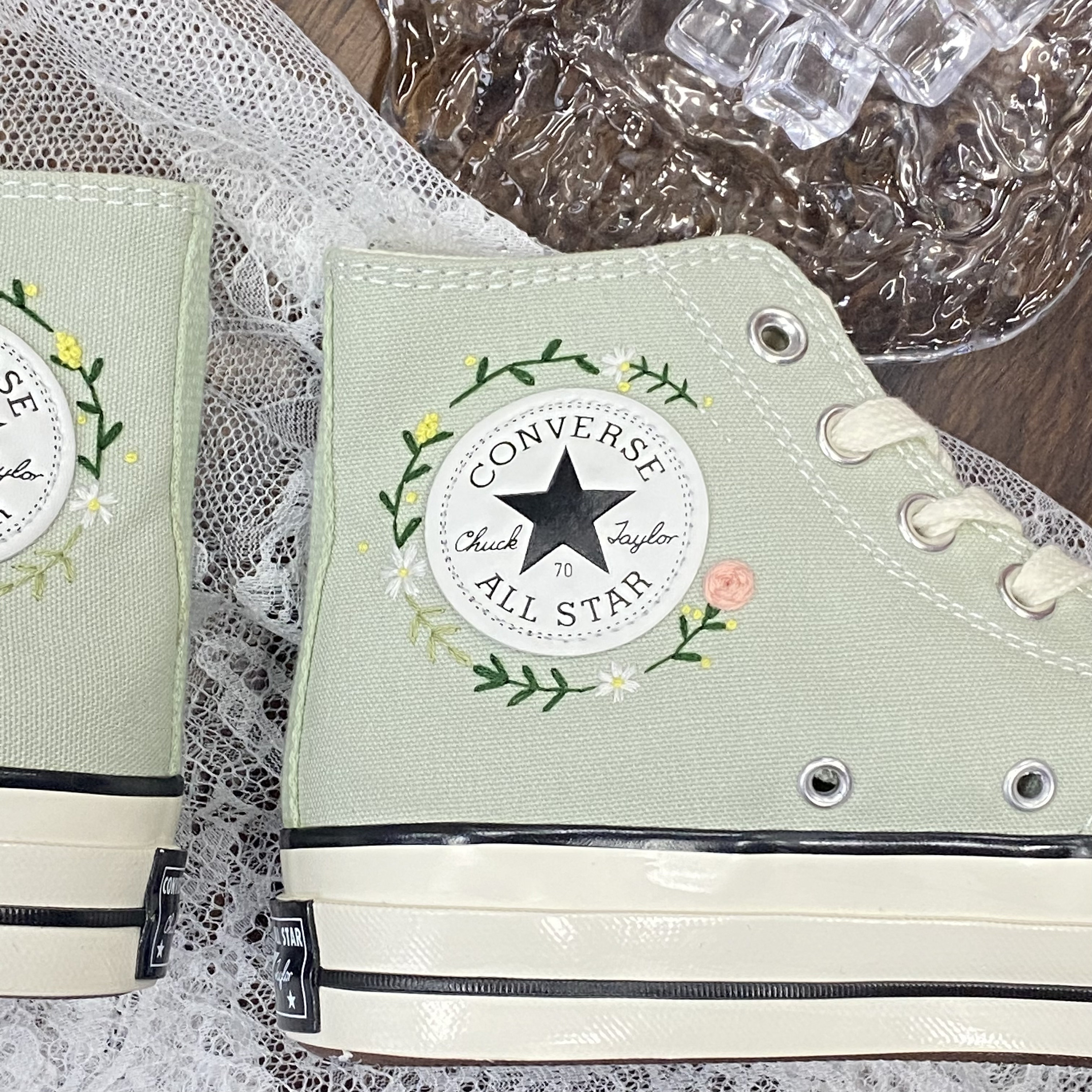 mint green converse shoes