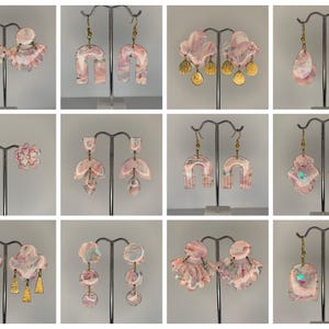 Pink Marble Collection - Cute Dangle and Stud Earrings - Polymer Clay Statement Earrings