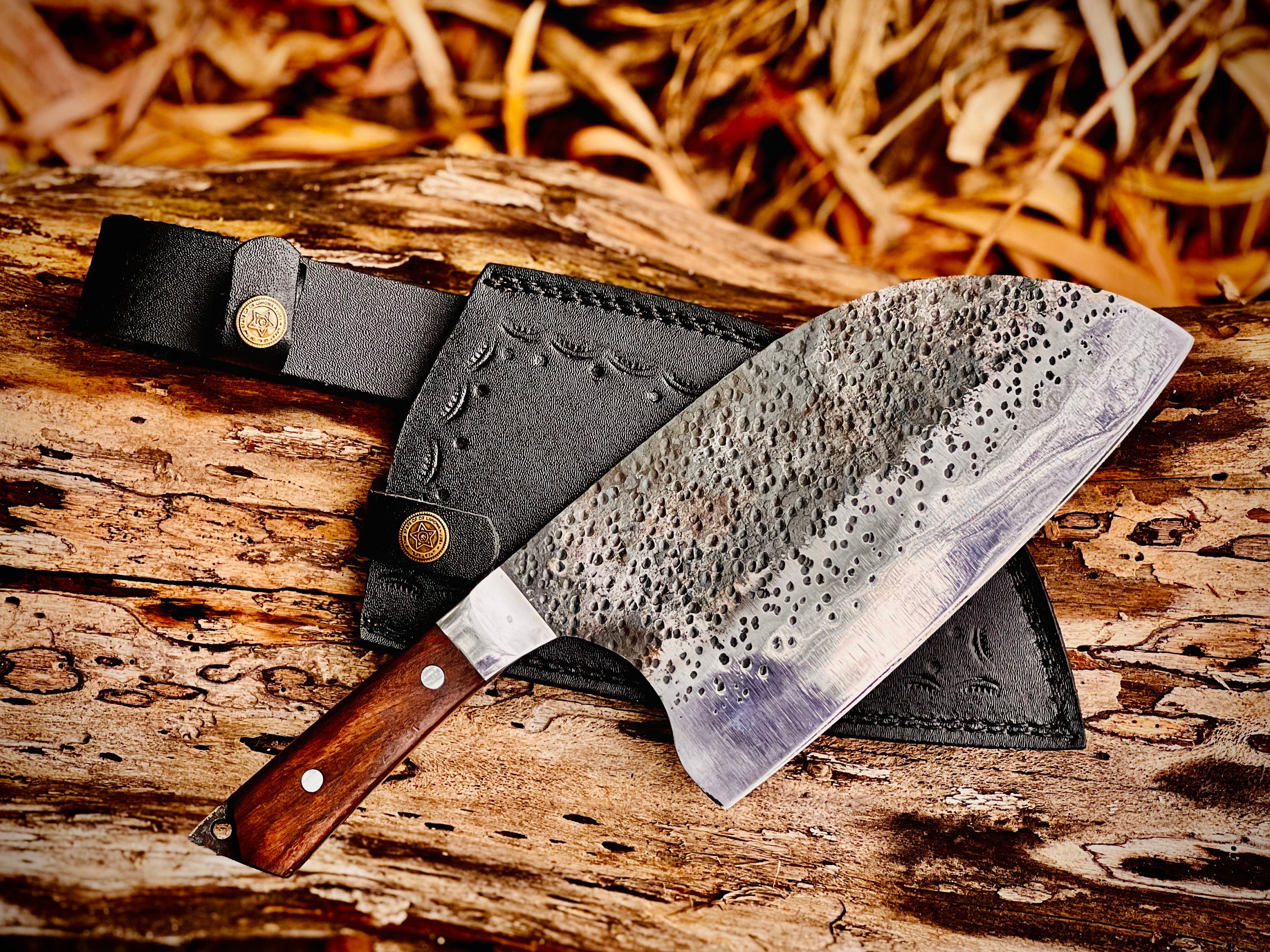 Heavy duty Carbon steel Cleaver / Meat chopper with Burnt Camel bone a –  Titan International K.