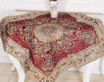 Persian Termeh Tablecloth: Colorful Paisley Persian Decor (100x100 cm)
