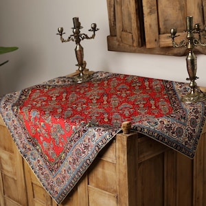 100*100 (cm) Persian Red Termeh Tablecloth | Silk Square Traditional Termeh Tablecloth