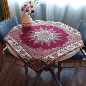 Five Color Persian Termeh Tablecloth| 100*100 cm Square Persian Termeh Design Tablecloth| Traditional Persian Termeh Tablecloth| Persian Art