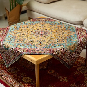 Floral persische Thermeh Tischdecke: Silk Home Decor (100 x 100 cm)