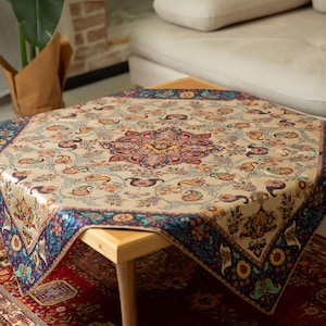 Persische Texel-Tischdecke: Florales Paisley-Design, quadratische Tischdecke