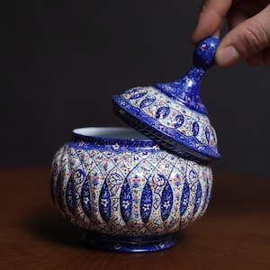 Handgemachte persische Minakari Bonbonschale: Emaille Kupferkeramik