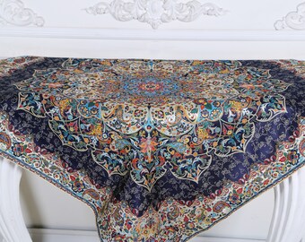 Persian Silk Paisly Termeh Tablecloth,Handmade Woven Tapestry 100*100cm T001 