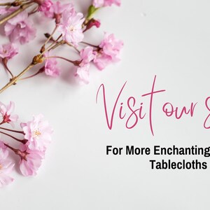 May include: Pink cherry blossoms on a white background with the text "Visit our shop" and "For More Enchanting Termeh Tablecloths".