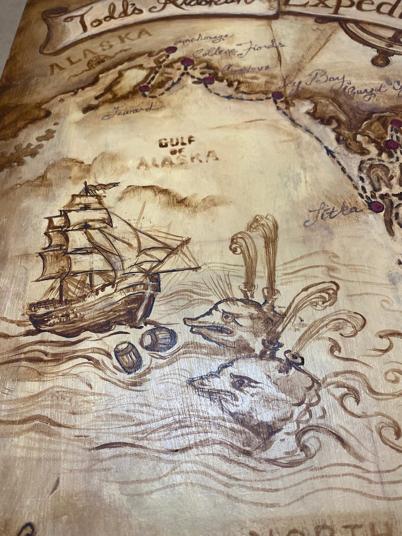 Handmade Memory Map Hand-painted Personalized Nautical Map, Travel Memory Art - Etsy