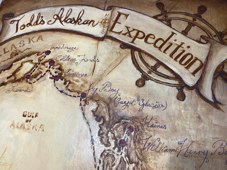 Handmade Memory Map Hand-painted Personalized Nautical Map, Travel Memory Art - Etsy
