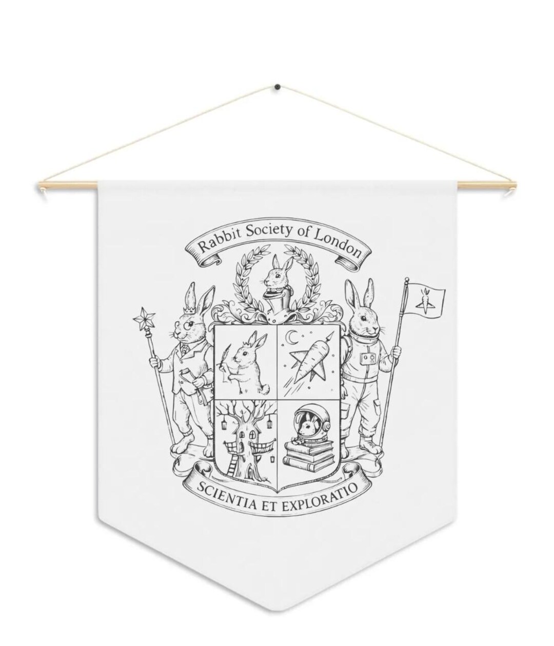 Rabbit Society of London Crest Pennant | Vintage Heraldic Rabbit Banner ...