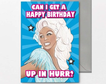 Carte d'anniversaire amusante, pour elle, pour lui, pour eux, pour un ami, cadeau pour un collègue course d'accélération Ru Paul - Puis-je avoir un joyeux anniversaire ?  IN108