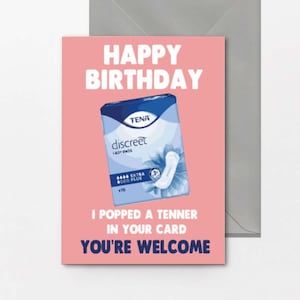 Carte d'anniversaire grossière | Carte Madame Tena | Pour maman, soeur, tante, ami, meilleur ami - C29