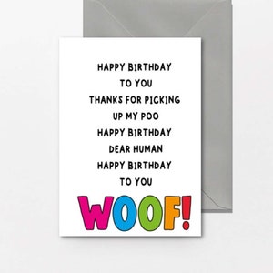 Buon compleanno caro umano - Biglietto per cane, biglietto per animali domestici, biglietto per animali, biglietto di compleanno divertente, biglietto di compleanno maleducato, biglietto per lui, biglietto per lei PET06
