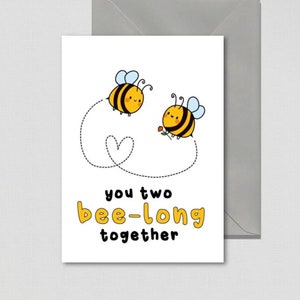 You bee-long together - Hochzeitskarte, Just Married Karte, Verlobung, Lustige Hochzeitskarte, Glückwünsche WED03