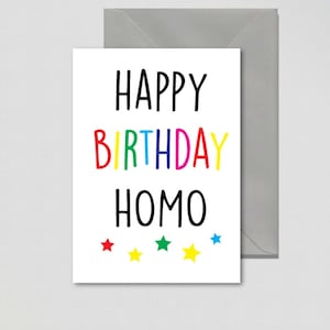 Carte de voeux HOMO gay joyeux anniversaire - carte LGBTQIA - carte du même sexe - carte lesbienne - carte queer - carte gay - carte LGBT L2