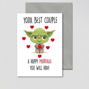 YODA mejor pareja - Tarjeta de boda, Tarjeta de recién casados, Compromiso, Tarjeta de boda divertida, Felicitaciones WED08