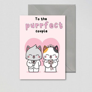 Zum purrfekten Paar - Hochzeitskarte, Just Married Karte, Verlobung, Lustige Hochzeitskarte, Glückwünsche WED06