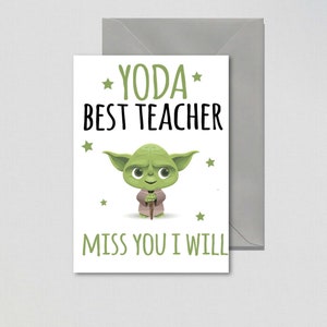 Biglietto di ringraziamento per l'insegnante, biglietto per l'insegnante, biglietto di auguri di ringraziamento, Yoda Best Teacher di fine anno - Biglietto per l'insegnante - K7