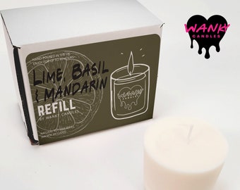 Lime, Basil & Mandarin candle refill- | Wanky Candle | Jar Refills | Scented Soy Wax | Vegan | Candle Refill | For Her- REFIll-LIME-BAS-MAND