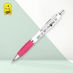 Lustiger Stift | Tierstift | Scherzstift | Neuheit Stift | Stift für Sie | - Stift der verrückten Katzendame - PEN-59