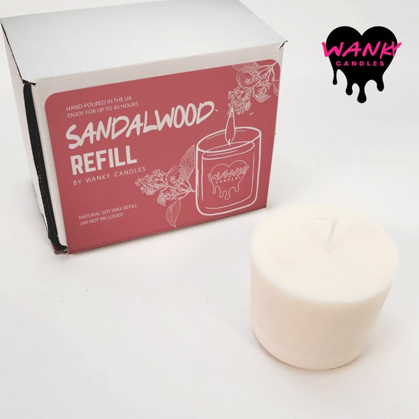 Sandalwood candle refill- | Wanky Candle | Jar Refills | Scented Soy Wax | Vegan | Candle Refill | For Her | - REFILL-SAND