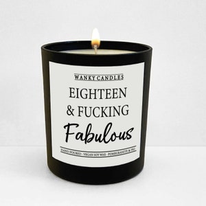 Wanky Candle Black Jar 18th Birthday Gift | Funny 18th Birthday Gift | Funny Candle | Soy Wax Candle | Eighteen & Fabulous WCBJ230