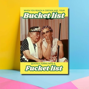 Tarjeta retro divertida para mujeres - Lista de deseos - Divertidas tarjetas de felicitación de cumpleaños para hermana, prima, abuela y mamá - Tarjeta de cumpleaños para la mejor amiga JBS27
