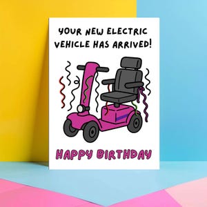 Votre nouveau véhicule électrique, scooter électrique, cartes d'anniversaire pour femme, cartes d'anniversaire amusantes pour maman, femme, tante, anniversaire de soeur JBS60