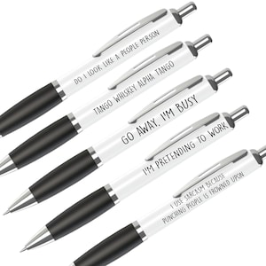 Lot de 5 stylos à bille - Ensemble de stylos amusants pour collègues - Papeterie originale - Cadeau original - Accessoires de bureau - Ensemble de stylos grossiers