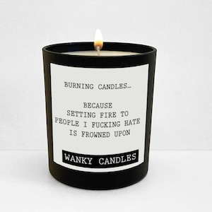 Funny Candle,Wanky Candle Black Jar Burning candles because setting fire to people is frowned on WCBJ19