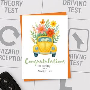 Passed Driving Test Card For Her | Congratulations Card For Women | Well Done New Driver | Floral Car Driving Test Congrats DRIVE10