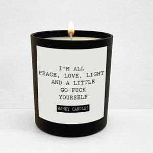 Funny Candle,Wanky Candle Black Scented Candle Friendship Funny Gift For Friend Rude Candle I&#39;m all peace and love  WCBJ31