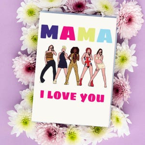 Tarjeta divertida y atrevida para el Día de la Madre para mamá: "Mamá, te amo". Tarjeta linda y sarcástica para mamá. M68