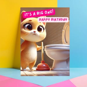 Carte d'anniversaire chat, 30, 40, 50, 60, 70 ans Funny Cat c'est un gros chat - Chat avec une ventouse JBS38