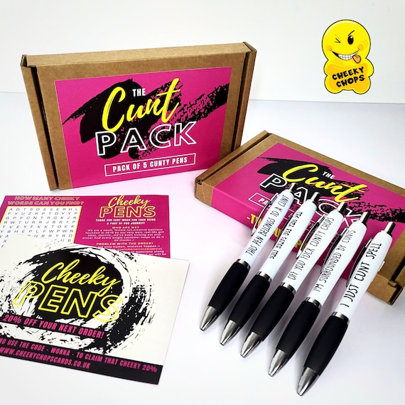 Set of 5 Offensive Rude Cheeky Office Pens Funny Stocking Filler