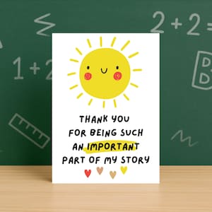Thank You Card – Teacher Appreciation, Best Friend, Mentor, End of School, Personalised Thank You For Being Part of My Story K50
