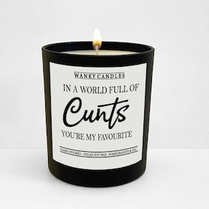 Funny Candle, Black Scented Candle, Friendship Gift Rude Candle, In a world full of c*nts you&#39;re my favourite - option with mug WCBJ118