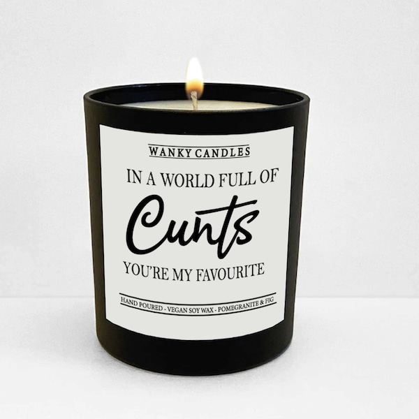 Funny Candle, Black Scented Candle, Friendship Gift Rude Candle, In a world full of c*nts you're my favourite - option with mug WCBJ-118