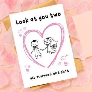 Olha vocês dois todos casados e tal - Cartão de casamento, Cartão de recém-casados, Noivado, Cartão de casamento engraçado, Parabéns WED09