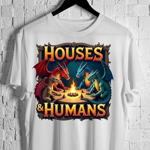 D&D Houses and Humans Unisex Heavy Cotton Tee, Dungeons and Dragons Gift Shirt, Vintage Retro 90s Tee, Men Women T-shirt