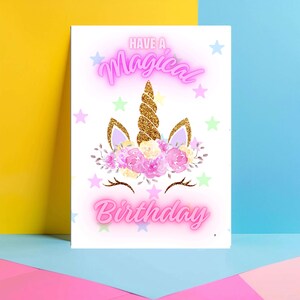Carte d'anniversaire licorne - carte magique pour elle - jolie carte d'anniversaire pour fille, fille, nièce, soeur - carte arc-en-ciel fantastique JBS54