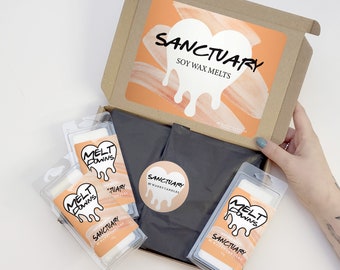 Sanctuary Wax Melt gift set - Wanky Candle's Melt Downs | For her, gift for best friend, Letter Box Gift, handmade soy wax melts - MDWM27