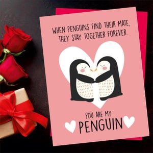 Verjaardagskaart voor hem, haar, vriendin, vrouw, vriend, echtgenoot - grappige, brutale valentijnskaart, liefdescadeau - mijn pinguïn - V306