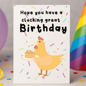 Chicken Birthday Card – Funny “Hope You Have a Clucking Great Birthday” Card – Animal Lover Birthday Card – For Her, For Him – PET07