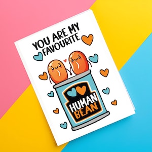 Anniversaire Carte d'anniversaire petit ami meilleur ami petite amie femme mari - « My Favourite Human Bean » - JBS02