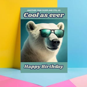 Carte d'anniversaire amusante pour lui - Carte d'anniversaire humoristique ours polaire - Fils, papa, petit-fils JBS20