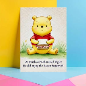 Cartão de aniversário engraçado com sanduíche de bacon para ele ou ela – pai, mãe, irmão, filho, amigo – em branco por dentro – arte exclusiva JBS55