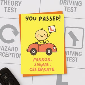 Passed Driving Test Card | Funny Congratulations Card | You Passed Card For Him or Her | Mirror Signal Celebrate New Driver - DRIVE11