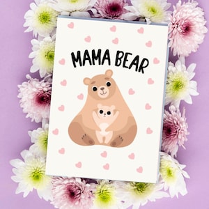 Carte maman ours | Jolie carte pour la fête des mères | Carte d'anniversaire de maman - M120