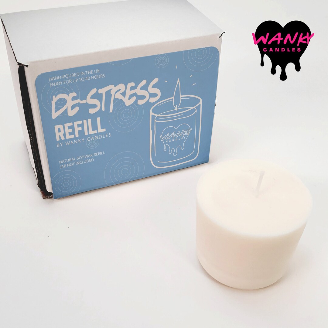 Destress Candle Refill Wanky Candle Jar Refills Scented Soy Wax Vegan